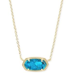 Kendra Scott Elisa Pendant Necklace gold veined turquoise
